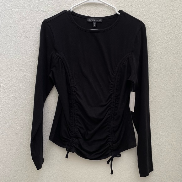 Derek Heart Black Beauty Doubled Sided Drawstring Long Sleeve Top Size L… - Picture 2 of 6